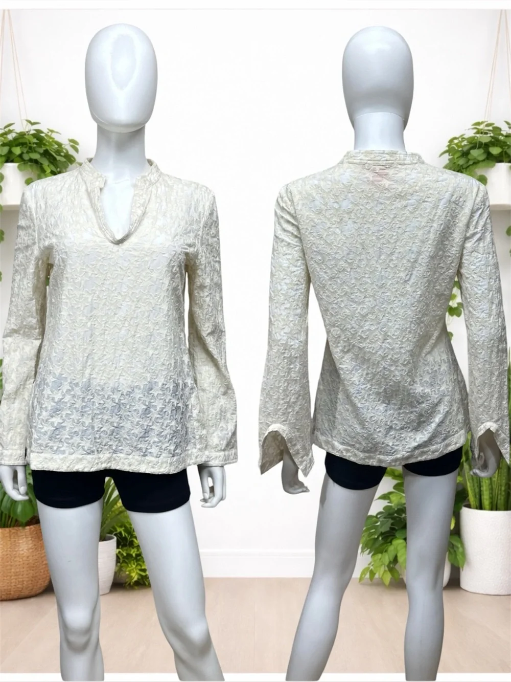 Tory Burch Embroidered Cream Star Top Tunic [778]